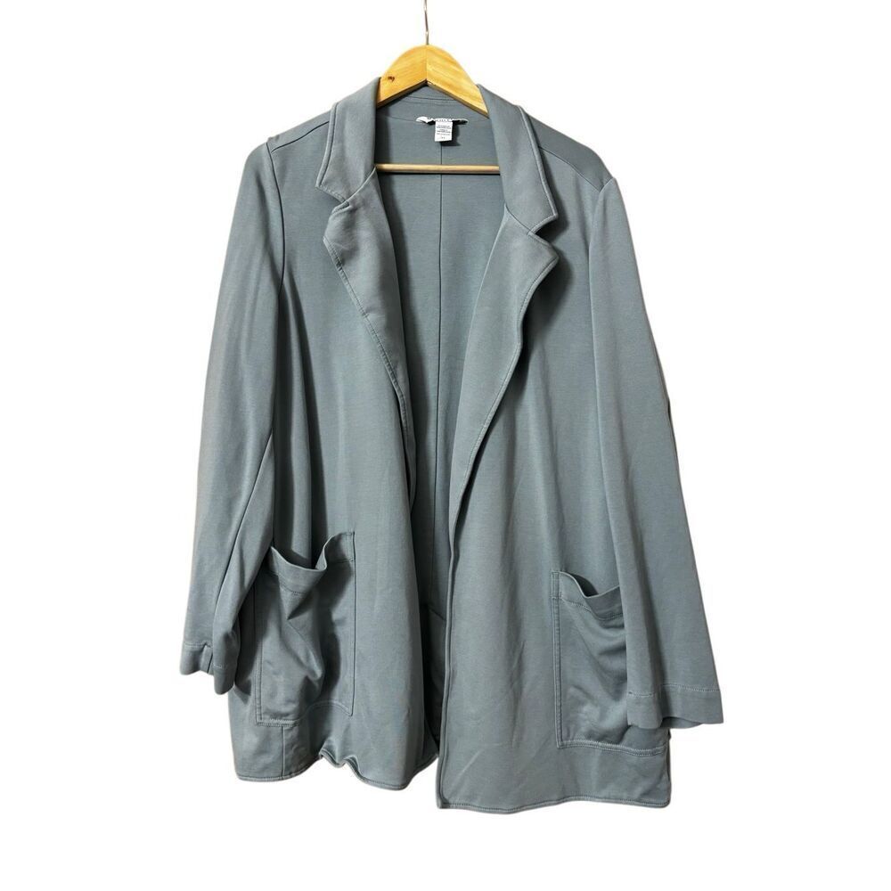 Athleta Eastbound Blazer Minimalist Gray Sage size 22 986273 Knit Blazer Athleis